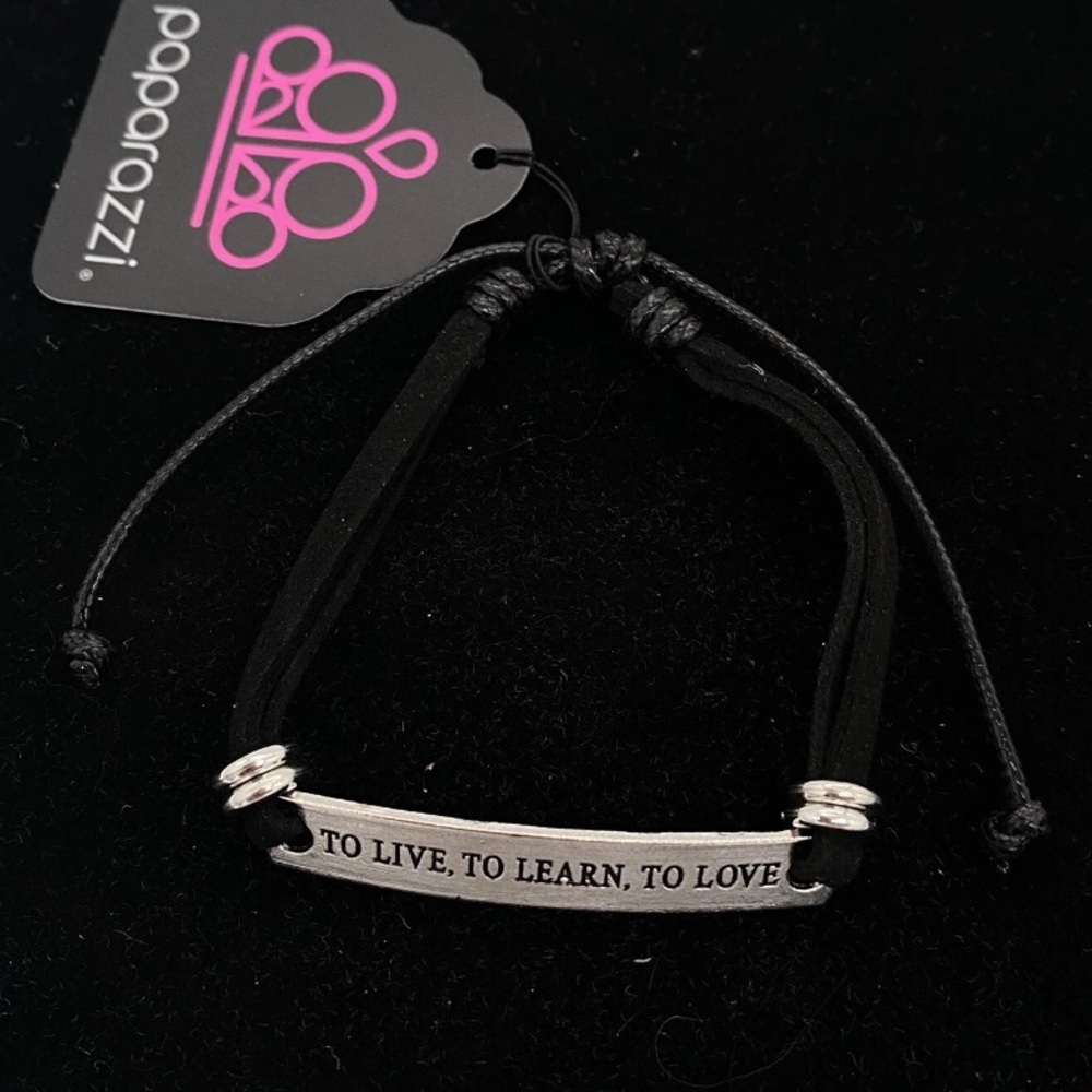 To Live, To Learn, To Love Black Urban Bracelet